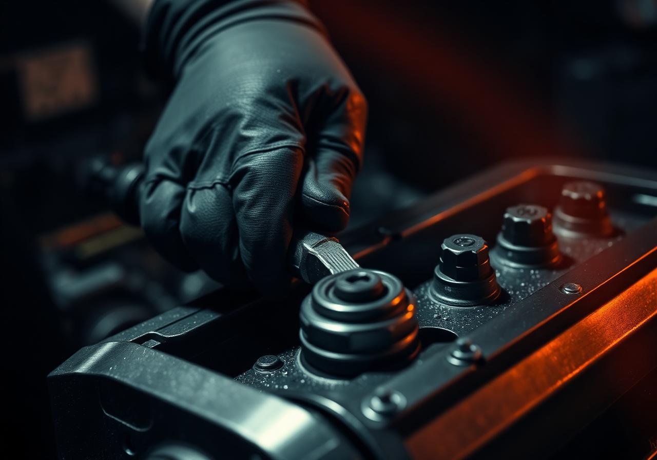 Mechanic working on engine